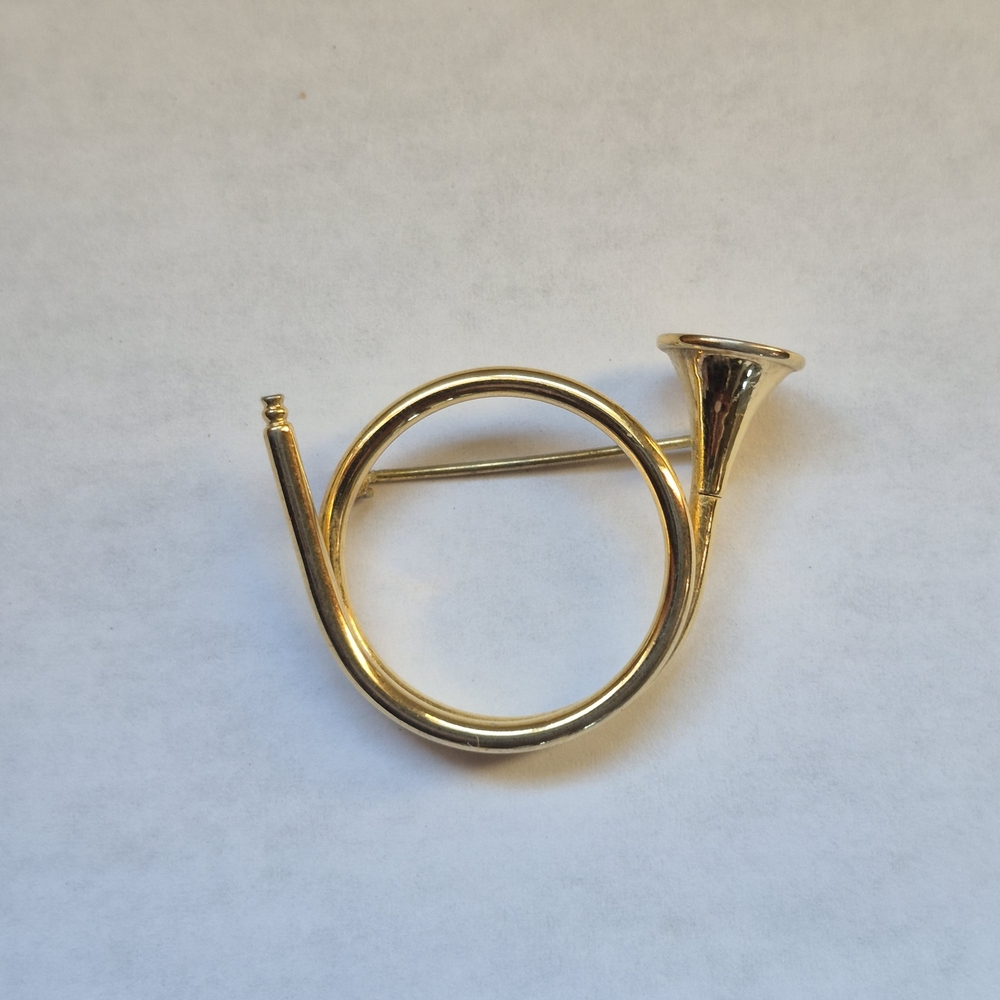 Vintage French Horn Brooch Pin